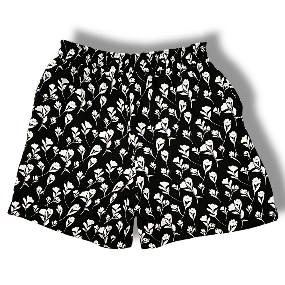 Simply Vera Vera Wang Womens Shorts Sz S Lined Black White Flowers Pockets A-6 - Picture 3 of 8